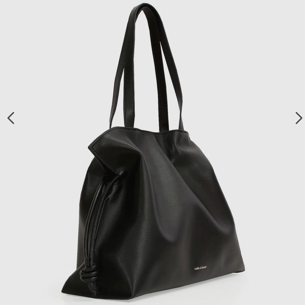 🔥NWT‼️ Belle and Bloom C'est La Vie Genuine Leather Black Tote Bag ✨✨✨ - Picture 3 of 14